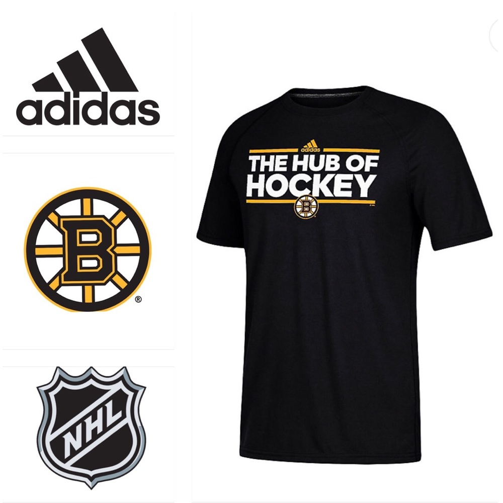 NWT Adidas Boston Bruins Climalite Shirt Men’s XL NHL Official “Hub of Hockey”